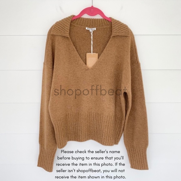 NEW Reformation Beckie Cashmere Collared Sweater Panko XL - Picture 13 of 16